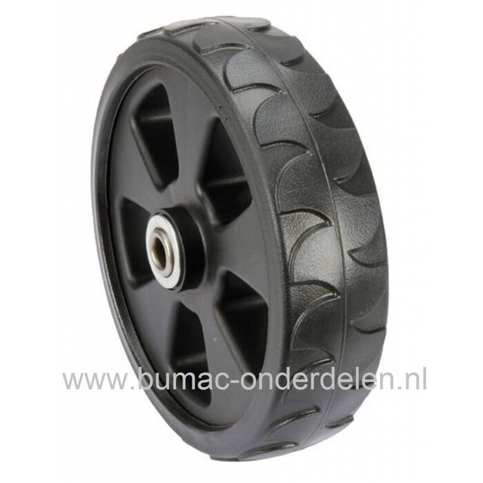 Wiel Ø 180 mm met Lager ALKO, BRILL Loopmaaiers, Verticuteermachines, AL-KO Silver Comfort 46B, 46BR-H, 51BR, Silver Premium 430B, Easy Mow 4210 HPD, Powerline 4000VB, 4200BR, Brill 36VE, Kunststof Wielen Gelagerd, Grasmaaiers, Cirkelmaaiers, Loopwielen