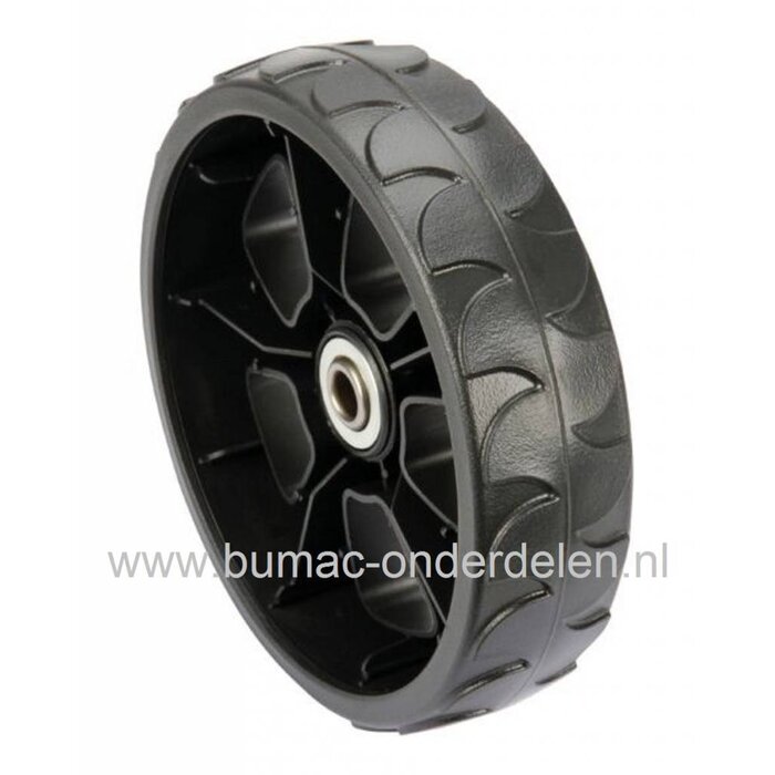 Wiel Ø 180 mm met Lager ALKO, BRILL Loopmaaiers, Verticuteermachines, AL-KO Silver Comfort 46B, 46BR-H, 51BR, Silver Premium 430B, Easy Mow 4210 HPD, Powerline 4000VB, 4200BR, Brill 36VE, Kunststof Wielen Gelagerd, Grasmaaiers, Cirkelmaaiers, Loopwielen