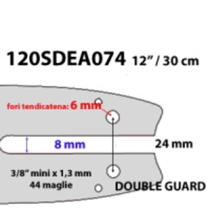 3/8-1.3-44E Zaagblad 30 Cm voor de Stihl 009, 010, 011, 018, 019, 019T, 020, 020T, 021, 023, 025, E10, E14, E160, E180, MS200, MS200T, MS170, MS180, MS191, MS210, MS230, MSE140, Kettingzaag, Motorzaag