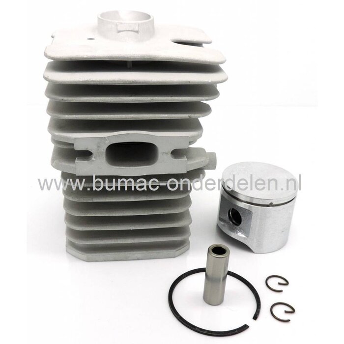 Cilinderset Ø 40 mm Husqvarna, Jonsered Kettingzaag, Bosmaaier, Cilinders Compleet met Zuiger, Zuigerveer, Pistonpen en Borgclips voor Husqvarna 40, 45, 49, 240EPA, 240R, 245R, 245RX en Jonsered 2041, 2045, 2050 Kettingzagen, Bosmaaiers, Complete Cylinder