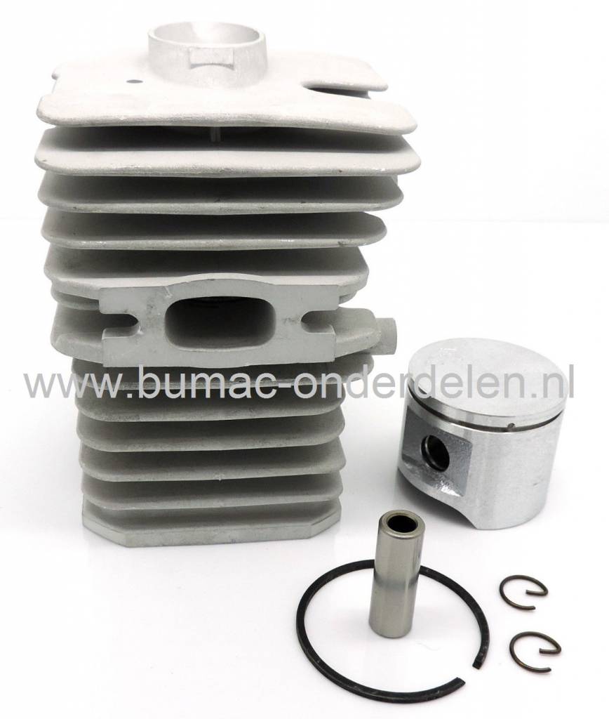 Cilinderset Ø 40 mm Husqvarna, Jonsered Kettingzaag, Bosmaaier, Cilinders Compleet met Zuiger, Zuigerveer, Pistonpen en Borgclips voor Husqvarna 40, 45, 49, 240EPA, 240R, 245R, 245RX en Jonsered 2041, 2045, 2050 Kettingzagen, Bosmaaiers, Complete Cylinder