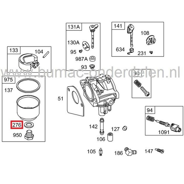 Pakking - Afdichting voor Vlotterbak Bout Briggs and Stratton Motor Van 10,5 Pk T/M 15,5 Pk met Walbro Carburateur op Zitmaaier - Frontmaaier en Tuintrekker