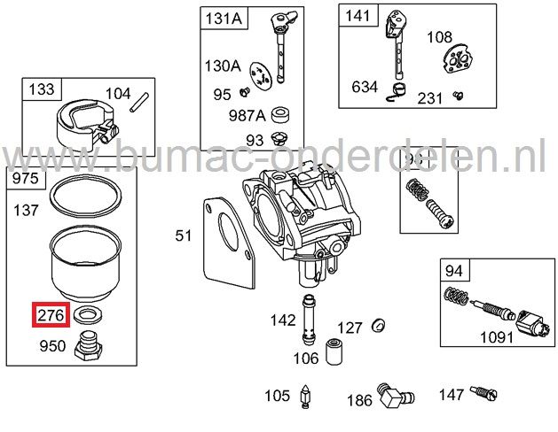 Pakking - Afdichting voor Vlotterbak Bout Briggs and Stratton Motor Van 10,5 Pk T/M 15,5 Pk met Walbro Carburateur op Zitmaaier - Frontmaaier en Tuintrekker