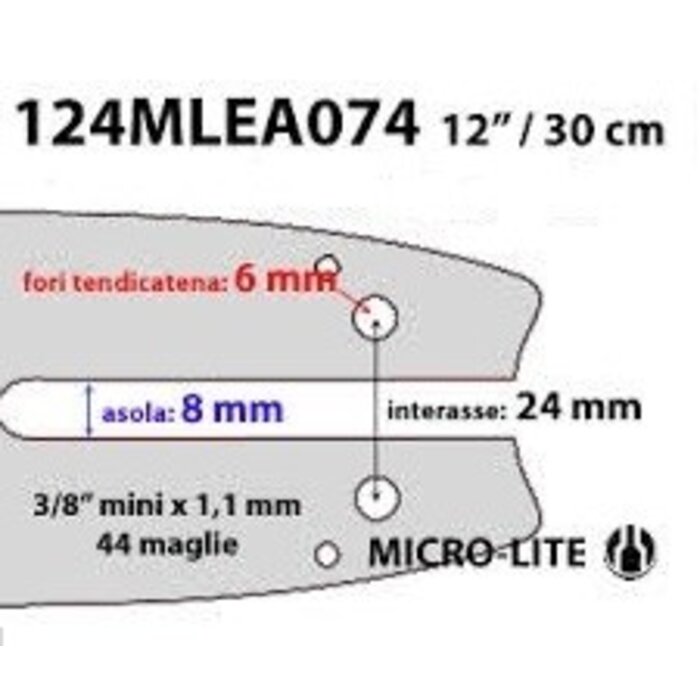 3/8-1.1-44E Zaagblad 30 Cm voor de Stihl Kettingzaag, HT70, HT75, HT100, HT101, HT131, HTE60, 017, 019T, MS190, E140, 023L, MS140, MS160, MS170, MS171, MS180, MS181, MS191, MS192 Motorzaag