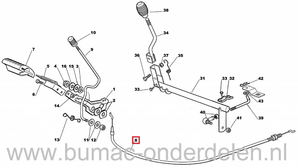 Remkabel CASTELGARDEN, STIGA 63 Cm Zitmaaiers, GGP Kabels voor Bediening Handrem, Bedieningskabels Castelgarden EL63, Stiga Garden Compact, Mountfield 625H, 625M, 725H, 725M, R25M, Handremkabels Stiga, Castel Garden, Mountfield, Alpina Tuintrekker