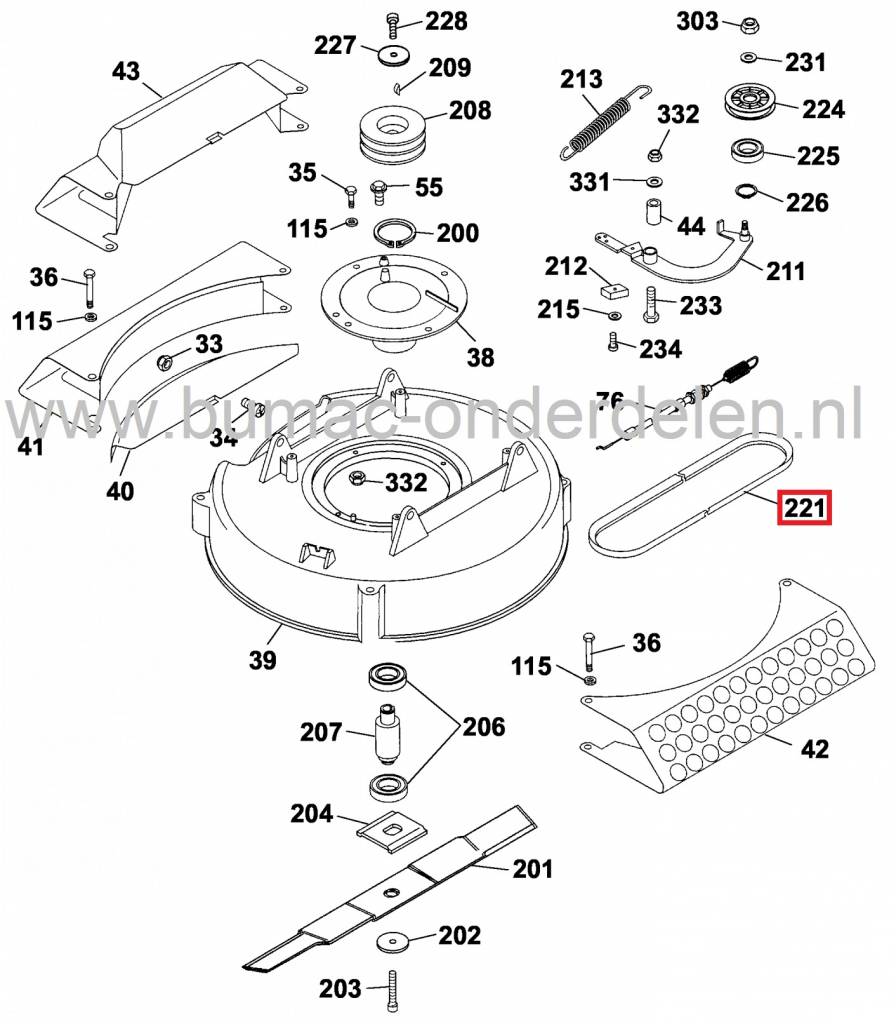 V snaar Maaidek WOLF OHV2, SV3, Riemen Maaidekaandrijving WOLF Scooter SV3, SV4, Cart OHV2, Aandrijfriem Maaimessen MTD, Cub Cadet, Bolens, Etesia, White, Yardman Zitmaaiers, Frontmaaiers, Riemen en Snaren