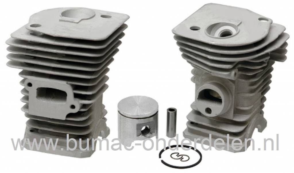 Cilinder Ø 40 mm met Zuiger voor Husqvarna 340, Jonsered CS2141 Kettingzaag, Cylinder Compleet met Zuiger, Zuigerveren en Pistonpen, Husqvarna - Jonsered - Partner - Mcculloch Cilinderset, onderdeel
