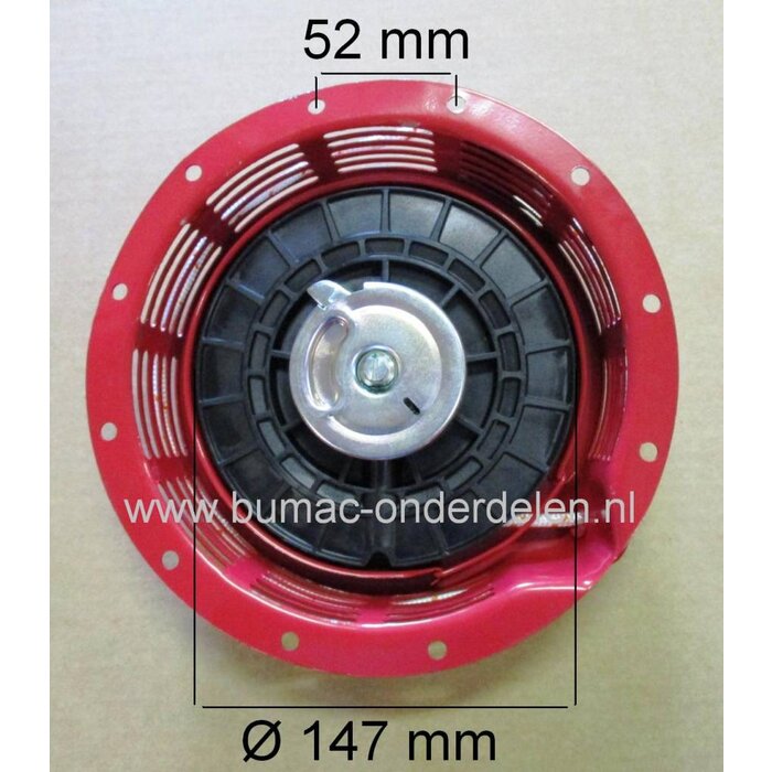 Starter voor Honda GX340, GXV270, GXV340, GXV390, EB4500X, EG4500X, EG5000X, EM4500SX, EM4500X, EM5000SX, EM5000X, EW171, GXV270K1, GXV340K1 Honda Motoren op Kooimaaier, Bobcat,  Verticuteermachine, Ontmosser, Bladzuiger, Trilplaat, Tuinfrees, Generatoren