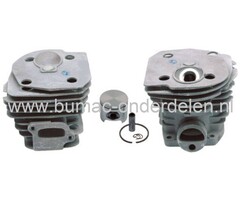 Cilinder met Zuiger Ø 44 mm voor Husqvarna 346 XP, 350, Jonsered CS2150 Kettingzagen, Cilinderset met Boring Decompressieklep, Ventiel, Compleet met Zuiger, Zuigerveer, Pistonpen en Borgclips voor Jonsered, Partner, McCulloch Kettingzaag, Motorzaag, Cylin