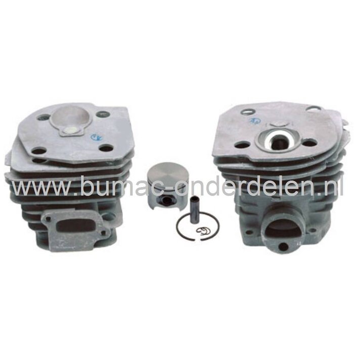 Cilinder met Zuiger Ø 44 mm voor Husqvarna 346 XP, 350, Jonsered CS2150 Kettingzagen, Cilinderset met Boring Decompressieklep, Ventiel, Compleet met Zuiger, Zuigerveer, Pistonpen en Borgclips voor Jonsered, Partner, McCulloch Kettingzaag, Motorzaag, Cylin