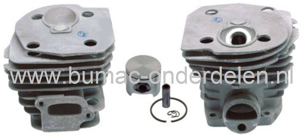Cilinder met Zuiger Ø 44 mm voor Husqvarna 346 XP, 350, Jonsered CS2150 Kettingzagen, Cilinderset met Boring Decompressieklep, Ventiel, Compleet met Zuiger, Zuigerveer, Pistonpen en Borgclips voor Jonsered, Partner, McCulloch Kettingzaag, Motorzaag, Cylin