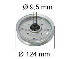 Poelie voor Spannen - Geleiden van de V snaar Aandrijving Messen en Spannen - Geleiden V Snaar Rij Aandrijving bij Zitmaaier - Tuintrekker Diverse Merken