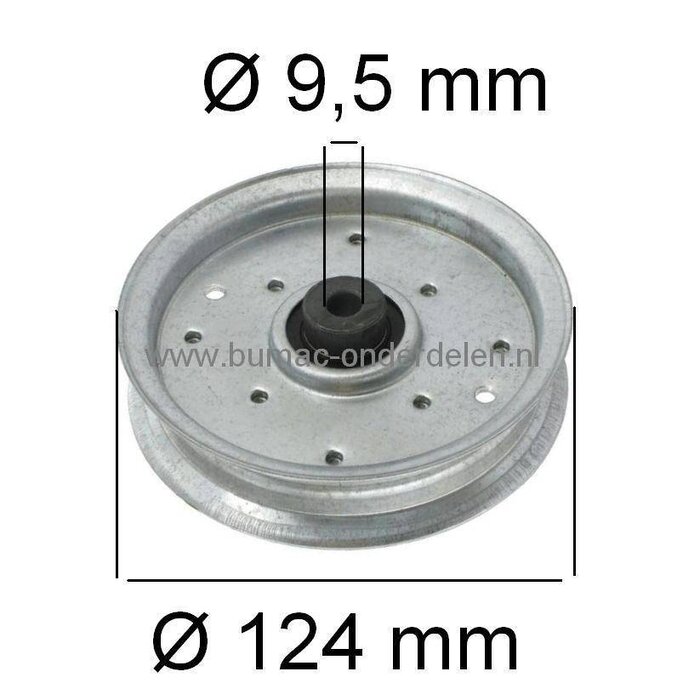 Poelie voor Spannen - Geleiden van de V snaar Aandrijving Messen en Spannen - Geleiden V Snaar Rij Aandrijving bij Zitmaaier - Tuintrekker Diverse Merken