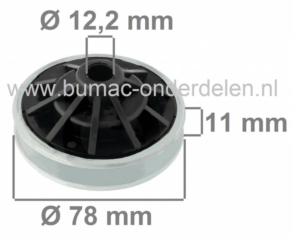 Poelie ALKO, BRILL, SOLO Loopmaaiers, Alko Silver Premium 520BRV, 530BRV, Powerline 4800BRV, 5200BRV, 5300BRV, XAL4755VSI, AL-KO V-snaar Poelie, Pouly, Riemschijven voor Aandrijving Grasmaaiers, Benzinemaaiers, Grasmaaimachines