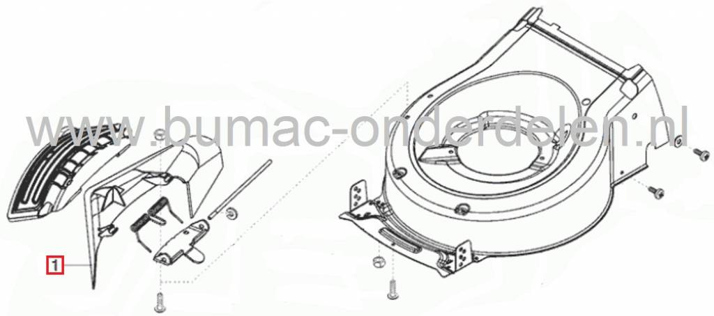 Zijuitworp Deflector ALKO Loopmaaiers Classic 52HW, 520BR Premium, 5250HWS Easy-Mow, 525HWS Classic, 5200BRV Powerline, 51BR Comfort, 520BRVE Premium, Powerline 5204VS-H, Brill Steelline Quatro 52XL, AL-KO Kleppen Zijuitworp, Deflectoren Alko, Brill, Solo