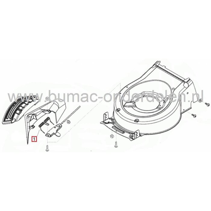 Deflectorveer voor Alko, Brill en Solo Grasmaaiers, AL-KO Veer Zijuitworp Deflector, ALKO Silver 520BR, Silver 46BR-SE, Powerline 5204VS-H, Veren Zijuitworp Kleppen Cirkelmaaiers, Loopmaaiers, Duwmaaiers