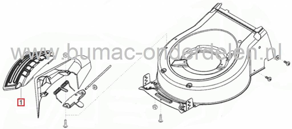 Zijuitworpklep Deflector ALKO - BRILL - SOLO Gazonmaaiers, AL-KO 520BR Silver, Silver Comfort 46B, 51BR, Powerline 5204 VS-H, XAL4755VSI, Afdekklep Zijuitworp, Deksel Deflector, Alko, Brill, Solo Benzinemaaiers, Grasmaaimachines, Loopmaaiers