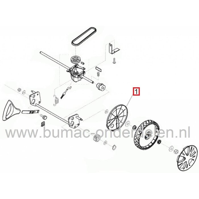 Wielbeschermer Binnenkant Loopmaaiers ALKO Classic 525HW/ES, Silver Comfort 46BR-SE, 51BR, Silver Comfort Premium 470BRV, 530BRV, Powerline 4800BRVE, Easy-Mow 5210HPD, XAL4755VSI, Al-ko, Brill, Solo Beschermkappen Wiel Kunststof Wielbeschermer Grasmaaier