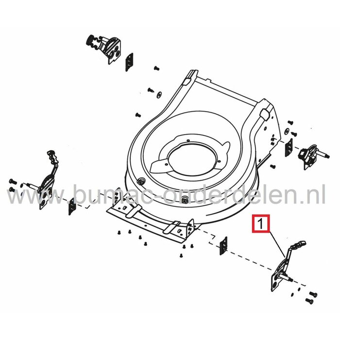 Hoogteverstelhendel Voorwiel Links ALKO - BRILL - SOLO Gazonmaaiers, Hevels voor Instellen van de Maaihoogte bij AL-KO Classic 4.64-PS, XAL Classic 464PS, 4.64P-S Classic Grasmaaimachines, Hendels Hoogte Instelling Loopmaaiers