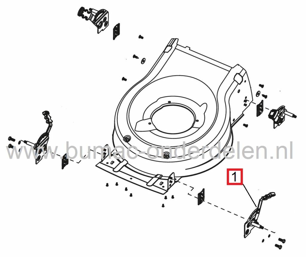 Hoogteverstelhendel Voorwiel Links ALKO - BRILL - SOLO Gazonmaaiers, Hevels voor Instellen van de Maaihoogte bij AL-KO Classic 4.64-PS, XAL Classic 464PS, 4.64P-S Classic Grasmaaimachines, Hendels Hoogte Instelling Loopmaaiers