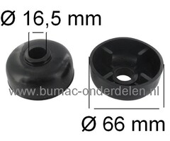 Steunwiel voor Stiga Villa 85 Frontmaaier, Zitmaaier Buitendiameter Ø 66 mm, Binnendiameter 16,5 mm Naaflengte 29,5 mm