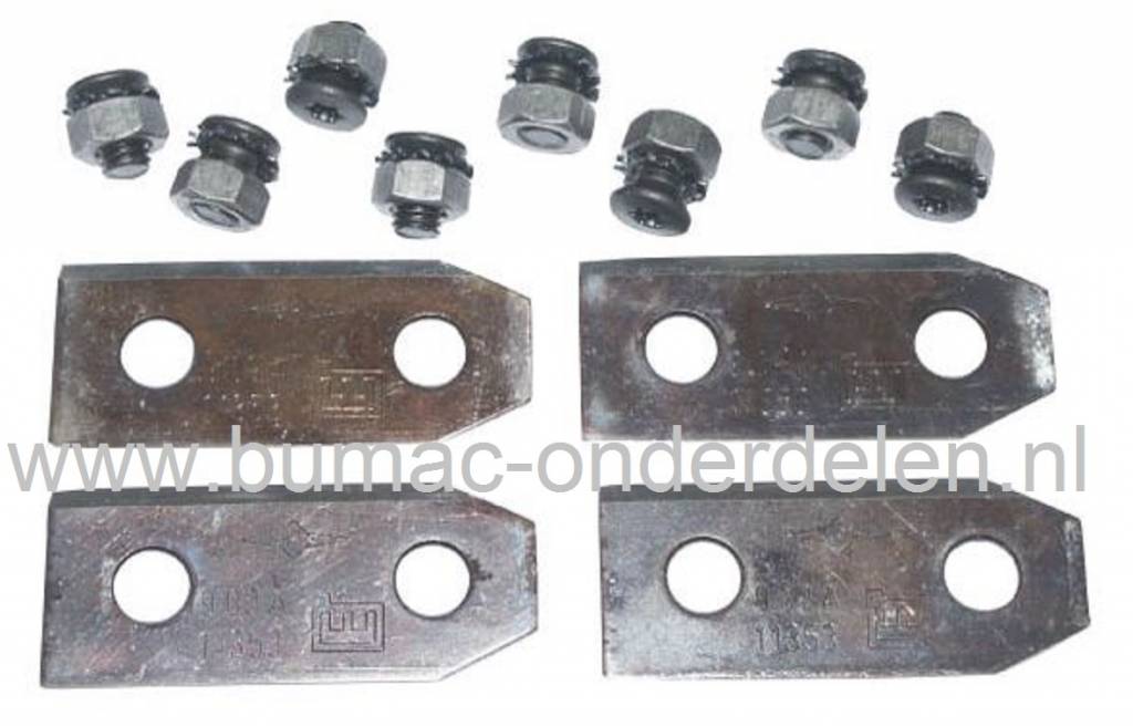 Mestips voor BRILL Quattro Grasmaaiers, Set van 4 Maaimesjes met 8 Bouten en Moeren Alko, Brill Cirkelmaaiers, Maaimestips voor Gazonmaaiers, Loopmaaiers van Al-ko en Brill