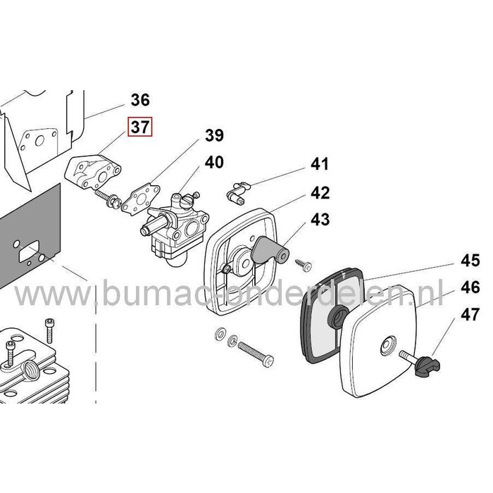 Inlaat Spruitstuk voor Stiga SBL 260 H, Castelgarden XBL 260 H, Mountfield MBL 260 H en Alpina BL 260 H Bladblazer, Blower