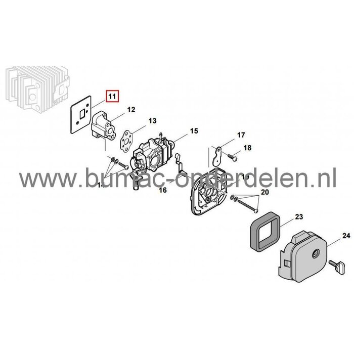 Pakking tussen Spruitstuk en Cilinder voor Heggenschaar van Stiga SH160, Castelgarden XH55, Mountfield MH2522, Alpina HT55
