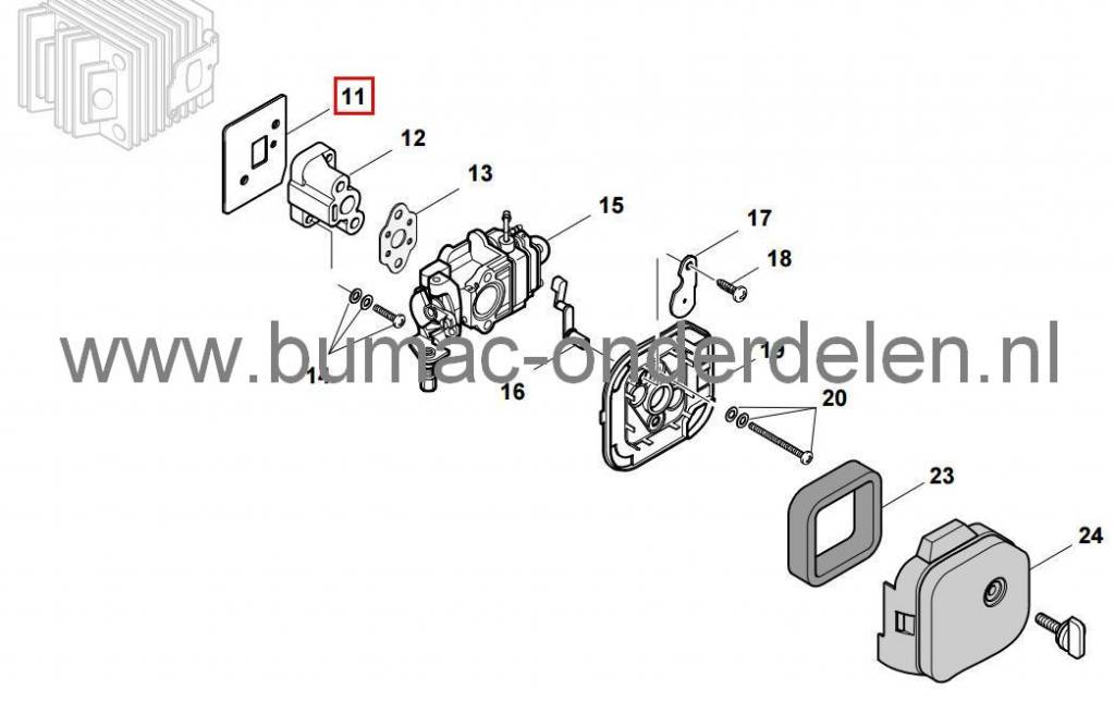 Pakking tussen Spruitstuk en Cilinder voor Heggenschaar van Stiga SH160, Castelgarden XH55, Mountfield MH2522, Alpina HT55