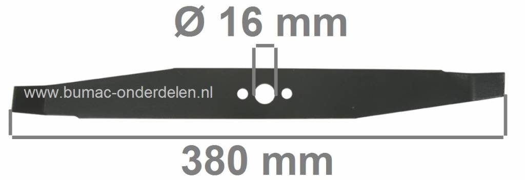 Mes 38 Cm voor Flymo E38, Turbo Compact 380, E 38 Sprinter, E38 Twin, E38-2, E38-3/4, E38-7, E38-8 Electrische Grasmaaiers, Zweefmaaiers, Elektromaaiers, Maaimessen AYP, Craftsman, Lazer, Jonsered, Flymo, McCulloch, Partner, Wizard, Yardpro, Grasmaaierbla