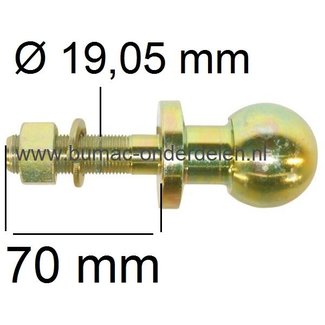 Trekhaakkogel Recht voor Frontmaaier, Tuintrekker, Quad Kogel 50 mm Lengte 140 mm Aansluiting 25,4 mm Kogel Koppeling , Kogeltrekpen - Onderdelen in en om de tuin - Bevestigingsmaterialen en Aanhangwagen