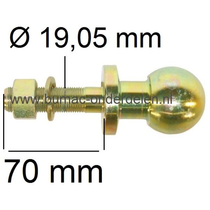 Trekhaakkogel Recht voor Zitmaaier - Frontmaaier - Tuintrekker - Quad, Kogelkop Verzinkt