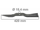 Kubota Mes 42 Cm voor 48 Inch Tuintrekkers F1900, G1900, G1900S, RC48-F10, RC48-G20F, RC48-G20FS, RC48-C20F, RC48-C20FS, B6100, B7100, Maaimessen KUBOTA Mini Tractoren, Trekkers, Zitmaaiers met 48", 122 Cm Maaibreedte, Maaidek met 3 Messen