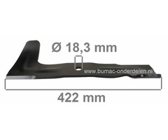 Mes Rechts 42,2 Cm voor Kubota Zitmaaiers G18, G21, GR2100, RCK48, KUBOTA Maaimessen voor Frontmaaiers, Tuintrekkers, Zitmaaiermessen Linksdraaiend, Kubota Maaibladen