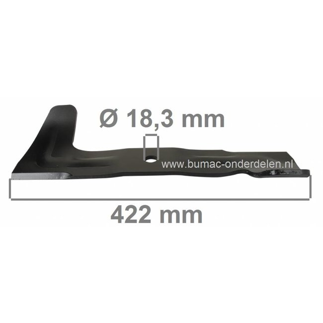 Mes Rechts 42,2 Cm voor Kubota Zitmaaiers G18, G21, GR2100, RCK48, KUBOTA Maaimessen voor Frontmaaiers, Tuintrekkers, Zitmaaiermessen Linksdraaiend, Kubota Maaibladen