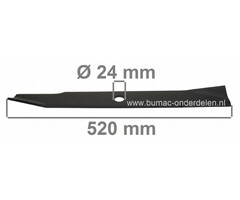 Mes 52 Cm voor Kubota Trekkers, Mini-Tractors, Tuintrekkers met 60 Inch, 152 Cm Maaibreedte, Kubota Zitmaaiermessen, Maaibladen KUBOTA RC60/20, RC60/25, F20, F2000, F2000II, F2100, F2400, L2550 Tractoren met 60" Maaidek, RC 60, F 20, F 2000, F 2100