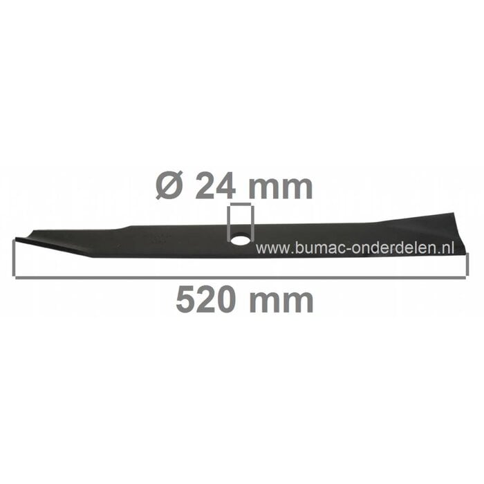 Mes 52 Cm voor Kubota Trekkers, Mini-Tractors, Tuintrekkers met 60 Inch, 152 Cm Maaibreedte, Kubota Zitmaaiermessen, Maaibladen KUBOTA RC60/20, RC60/25, F20, F2000, F2000II, F2100, F2400, L2550 Tractoren met 60" Maaidek, F 2400, L 2550