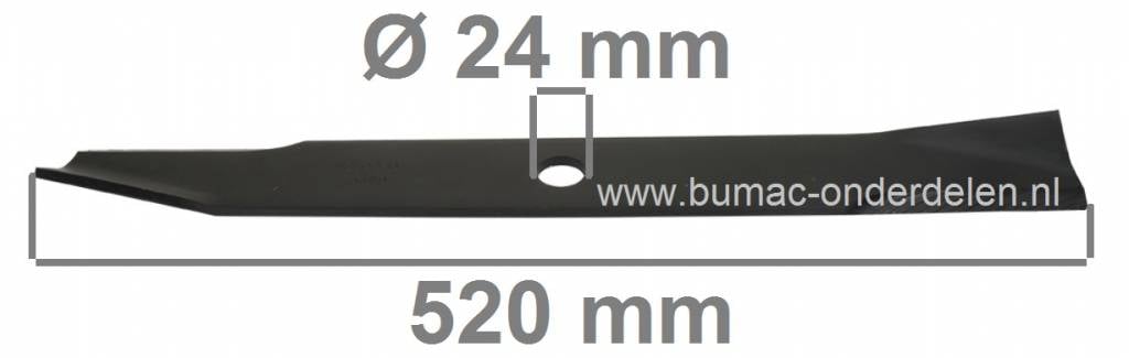 Mes 52 Cm voor Kubota Trekkers, Mini-Tractors, Tuintrekkers met 60 Inch, 152 Cm Maaibreedte, Kubota Zitmaaiermessen, Maaibladen KUBOTA RC60/20, RC60/25, F20, F2000, F2000II, F2100, F2400, L2550 Tractoren met 60" Maaidek, F 2400, L 2550