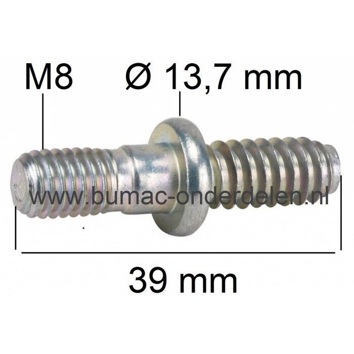 Stihl Kraagbout - Draadeind voor Bevestiging Zaagblad en Rechter Zijkap, Stihl Tapeind Kettingzaag MS 150,MS 170, MS 171, MS 180, MS 181, MS 190, MS 192, MS 210, MS 211, MS 230, MS 231, MS 250, MSA 160, MSA 200, MSE 140, MSE 160, MSE 170, MSE 180, MSE 190