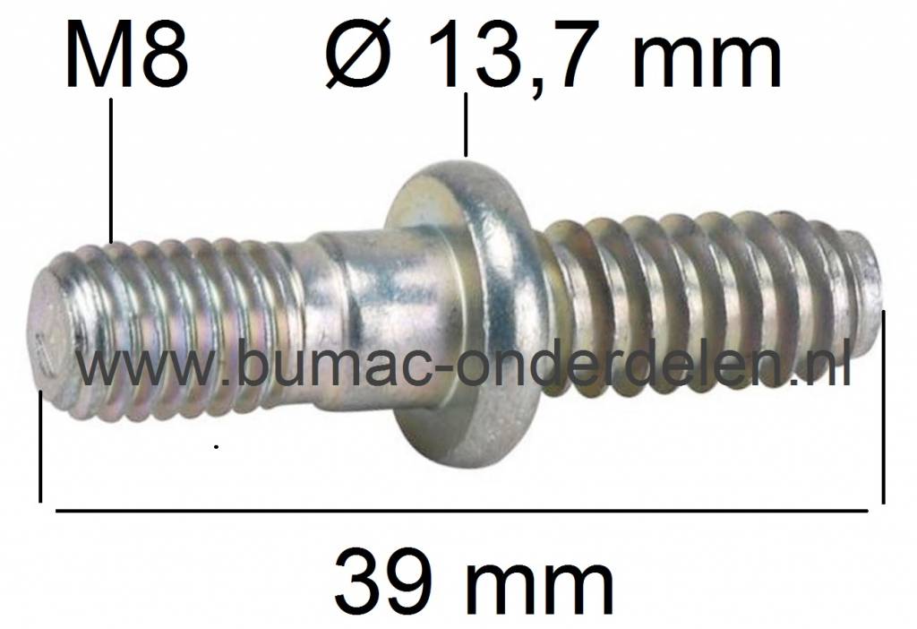 Stihl Kraagbout - Draadeind voor Bevestiging Zaagblad en Rechter Zijkap, Stihl Tapeind Kettingzaag MS 150,MS 170, MS 171, MS 180, MS 181, MS 190, MS 192, MS 210, MS 211, MS 230, MS 231, MS 250, MSA 160, MSA 200, MSE 140, MSE 160, MSE 170, MSE 180, MSE 190