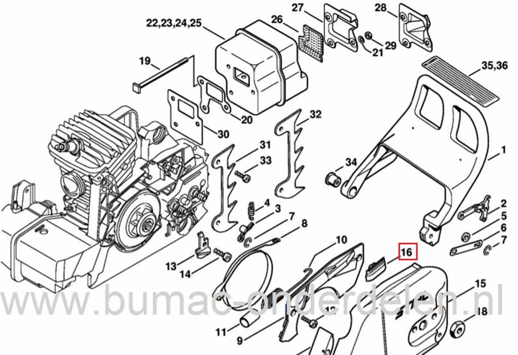 Zaagketting geleider voor Stihl Kettingzaag, glijstrip voor MS260, MS261, MS270, MS271, MS280, MS290, MS291, MS310, MS311, MS340, MS341, MS360, MS361, MS362, MS390, MS440, MS441, MS460, MS461, MS650, MS660, MS661, MS880, MSE220, onderdeel