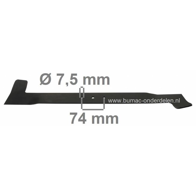 Mes Rechts 61,7 Cm voor MTD Zitmaaiers, Frontmaaiers, Tuintrekkers, Maaimessen Bolens, CubCadet, Gutbrod, Mtd, Wolf, White, Yardman, Messen Lengte 617 mm, Asgat 10,3 mm, Zijgaten 7,5 mm, HoH 74 mm, CUBCADET RBH1200,