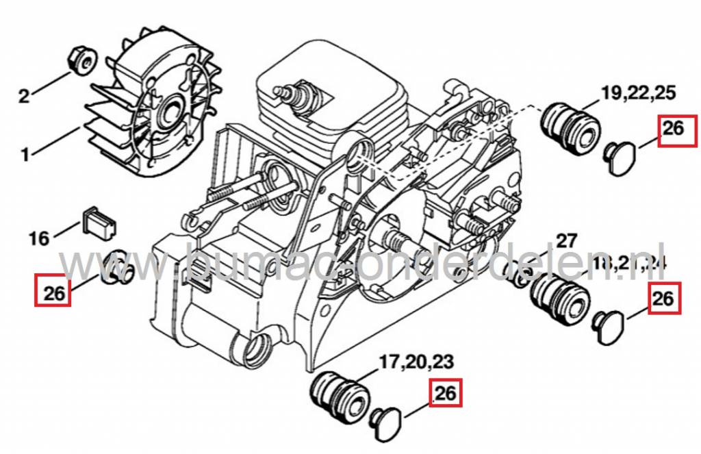 Stihl Afdichtingsdop voor Trillingdemper - Ophangrubber van Kettingzaag Motorzaag Stihl 017, 018, 021, 023, 025, 029, 039, MS 170, MS 180, MS 210, MS 230, MS 250, MS 270, MS 280, MS 290, MS 310, MS 390