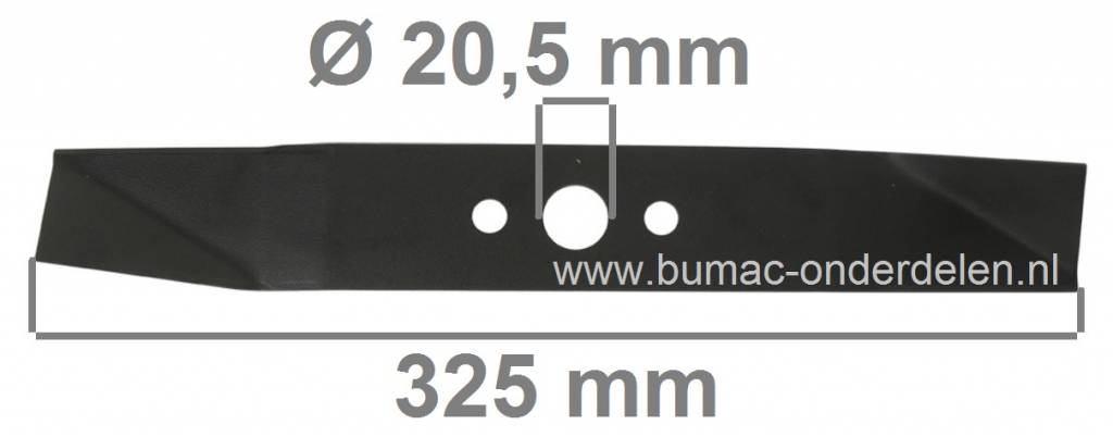 Mes 32,5 Cm voor Electromaaiers van EFCO - EMAK - OLEO MAC, Grasmaaiermessen voor Elektrische Gazonmaaiers, Maaibladen Efco, Emak, Oleo-Mac K35, PR35, PR35E, PR35R, PR35S Electrische Grasmaaimachines, Maaimessen voor Elektromaaiers onderdeel