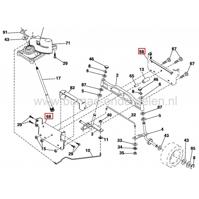 Vooras Steun - Houder voor Craftsman Zitmaaiers, Brace voor het Klemmen van de Vooras bij onder andere Craftsman Zitmaaier 917256970