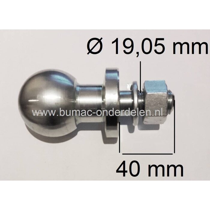 Trekhaakkogel Recht - Kogelkop Verzinkt voor Zitmaaier - Frontmaaier - Tuintrekker - Quad