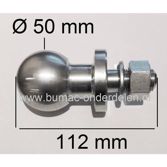 Trekhaakkogel Recht - Kogelkop Verzinkt voor Zitmaaier - Frontmaaier - Tuintrekker - Quad