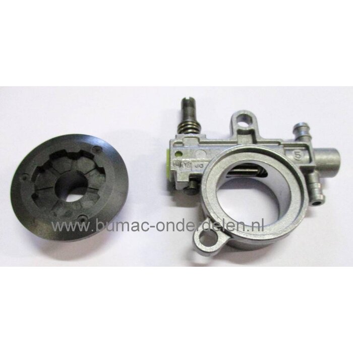 SP402 - SP422 - SP442 - XC40P - XC42P - XC44P - MC4016 - MC4018 - P402S - P422S - P442S, Oliepomp met Doseerschroef voor Kettingzaag, Motorzaag van Castelgarden - Mountfield - Stiga - Alpina, Olie Pomp met Doseer Schroef, Castel Garden