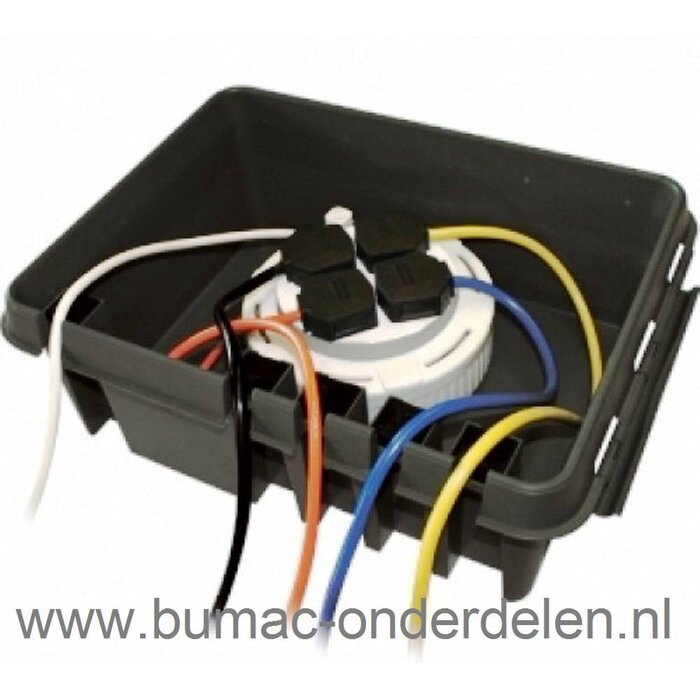 Box voor Waterdichte en Veilige Stroomverdeling, Waterdichte Kabelbox met 5 uitgangen of Ingangen, Dribox voor Tuin Verlichting - Verbouwen - Vakantie - Grasmaaien - Hogedrukreiniger - Scootmobiel - Robotmaaier