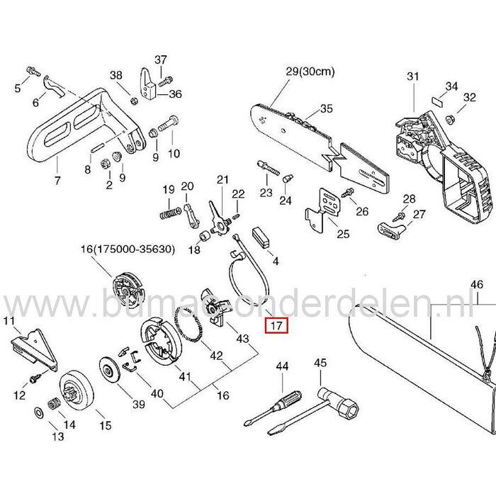Remband voor Echo Kettingzaag CS3000 - CS3050 - CS3400 en CS3450 Motorzaag, Remstrip voor Echo Kettingzagen CS 3050 - CS 3400 en CS 3450 Kettingrem